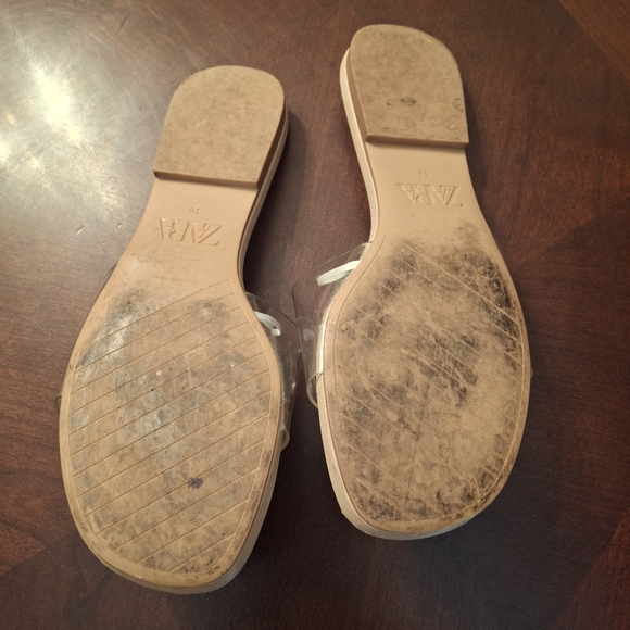 Zara Embellished Flat Vinyl Slip-On Fashion Sandals Women Size 7.5 - Picture 11 of 14